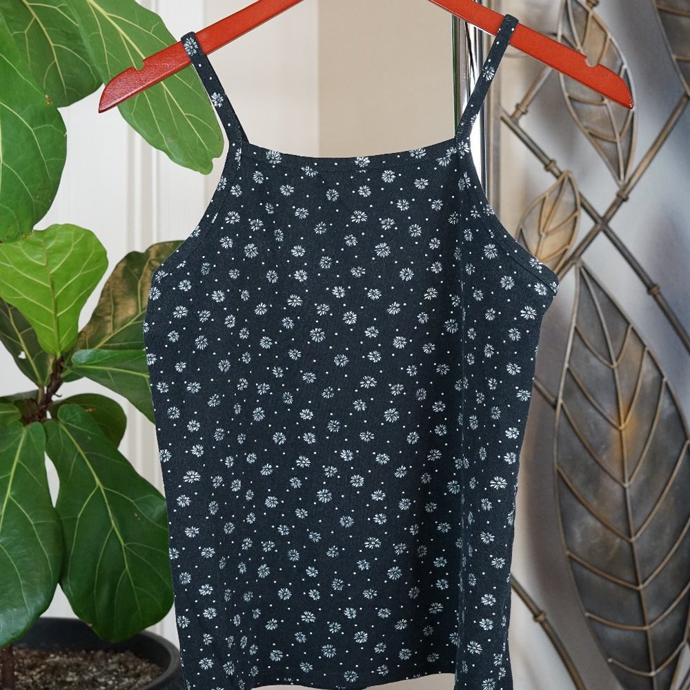Art Class Black Flower Tank Top